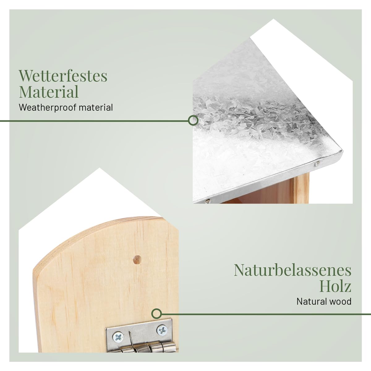 WILDLIFE HOME Mangiatoia per Scoiattoli con Tetto in Metallo I Stazione di Alimentazione in Legno Massiccio Avvitato I Resistente alle Intemperie & Non Trattato I Casetta per Scoiattoli per Mangime