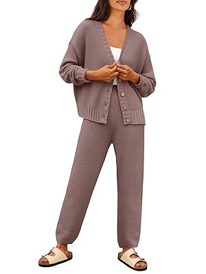 LILLUSORY Womens Cardigan Pants Sets 2 Piece Slouchy Sweater Loungewear