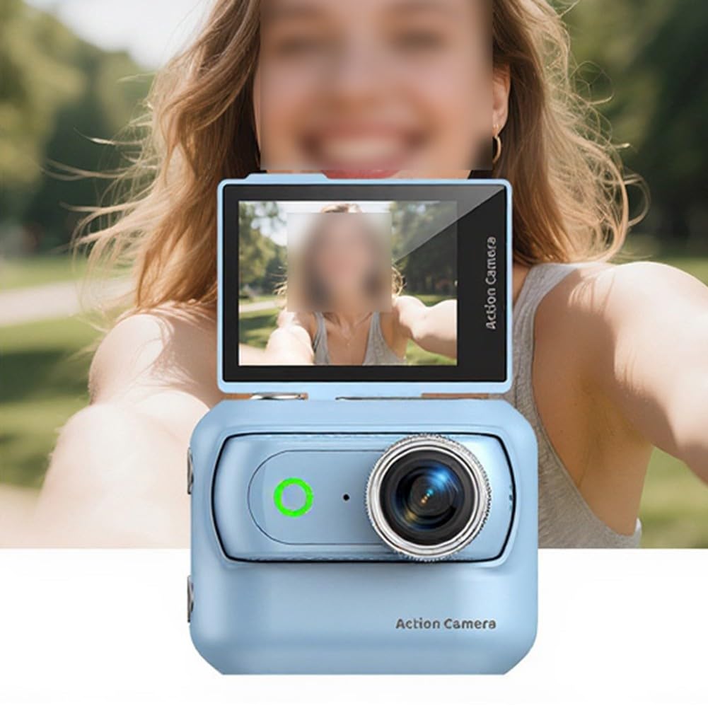 Per Action Camera Panoramica Compatta con Anti-Shake, WiFi Supporto Magnetico Outdoor Ciclismo e Avventure Bianco