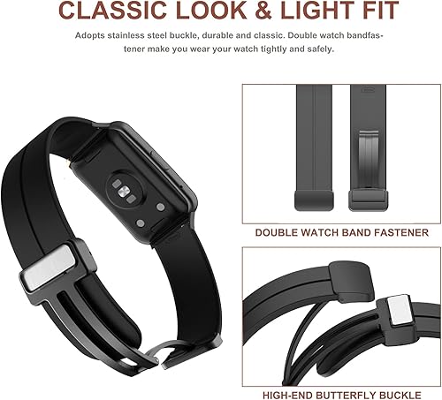 Miniatura 4 de Correa de silicona compatible con Huawei Watch, correa de silicona deportiva con hebilla magnética de metal inoxidable para reloj Huawei, correa de