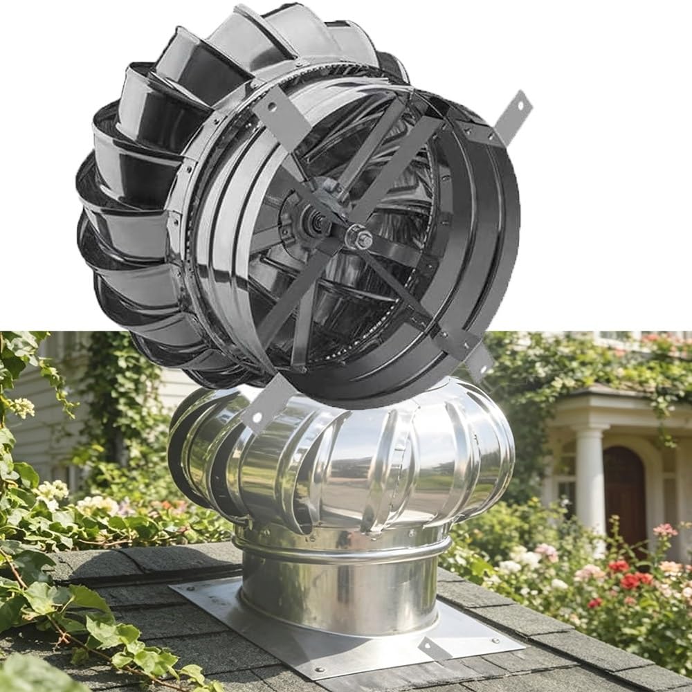 Svbvrfeew One Color Turbine Roof Vent Cap Chimney Cowl Roof Ventilator Wind Turbine