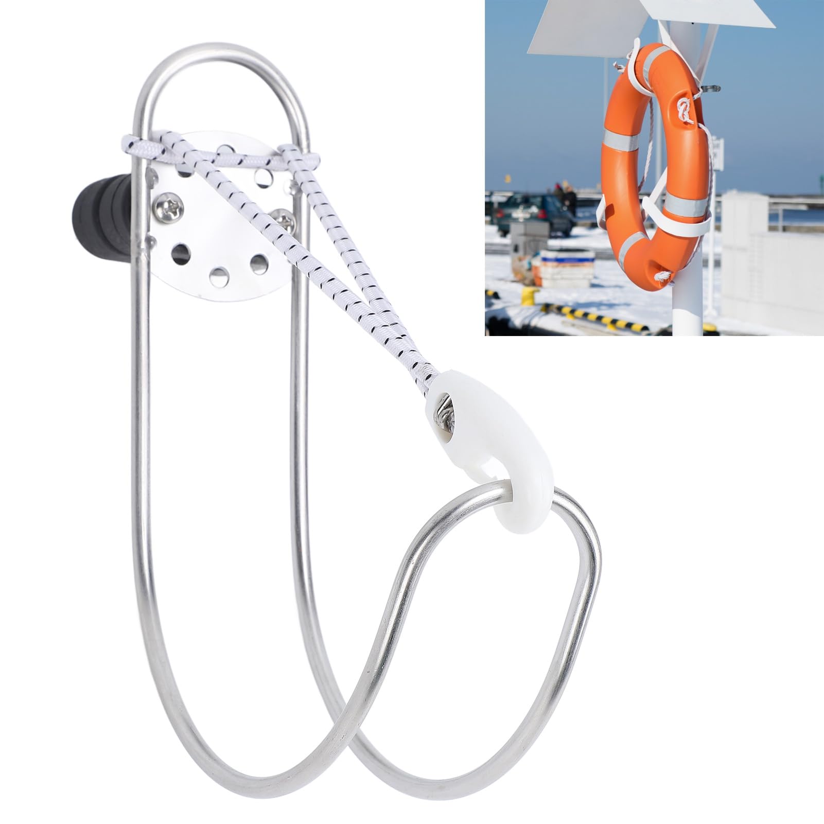 Supporto per Staffa per Anello Salvagente a Ferro di Cavallo per Barca in Acciaio Inossidabile con Supporto in Plastica, Adatto per Yacht Marini