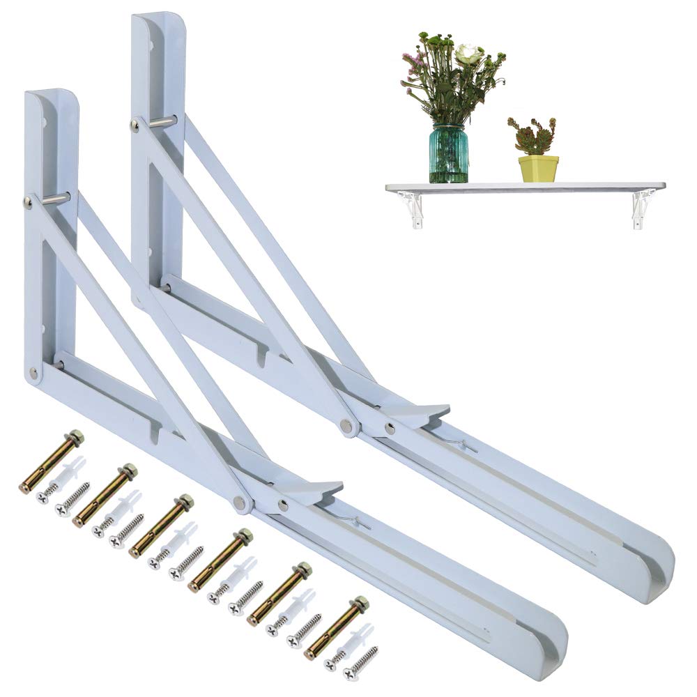 Buy KOOTANS 14 Inch Folding Shelf Brackets, Heavy Duty Wall ed Metal