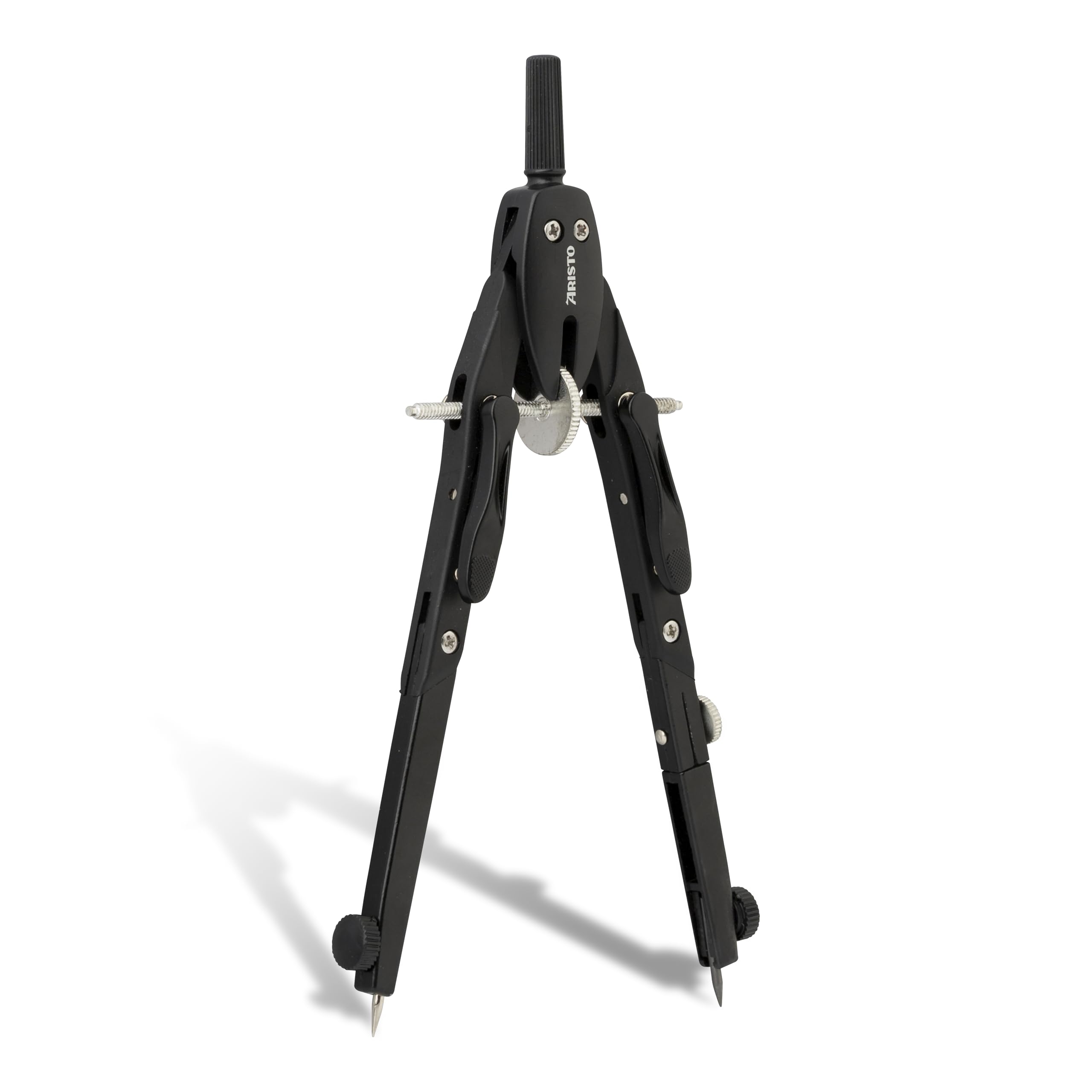 Aristo AR552504 College Quick Adjustment Compass with Adjustable Compass Legs (2 Joints, Max. Diameter of Drawing Circles 340 mm, Die-Cast Zinc, Includes 2 Refills) Grey