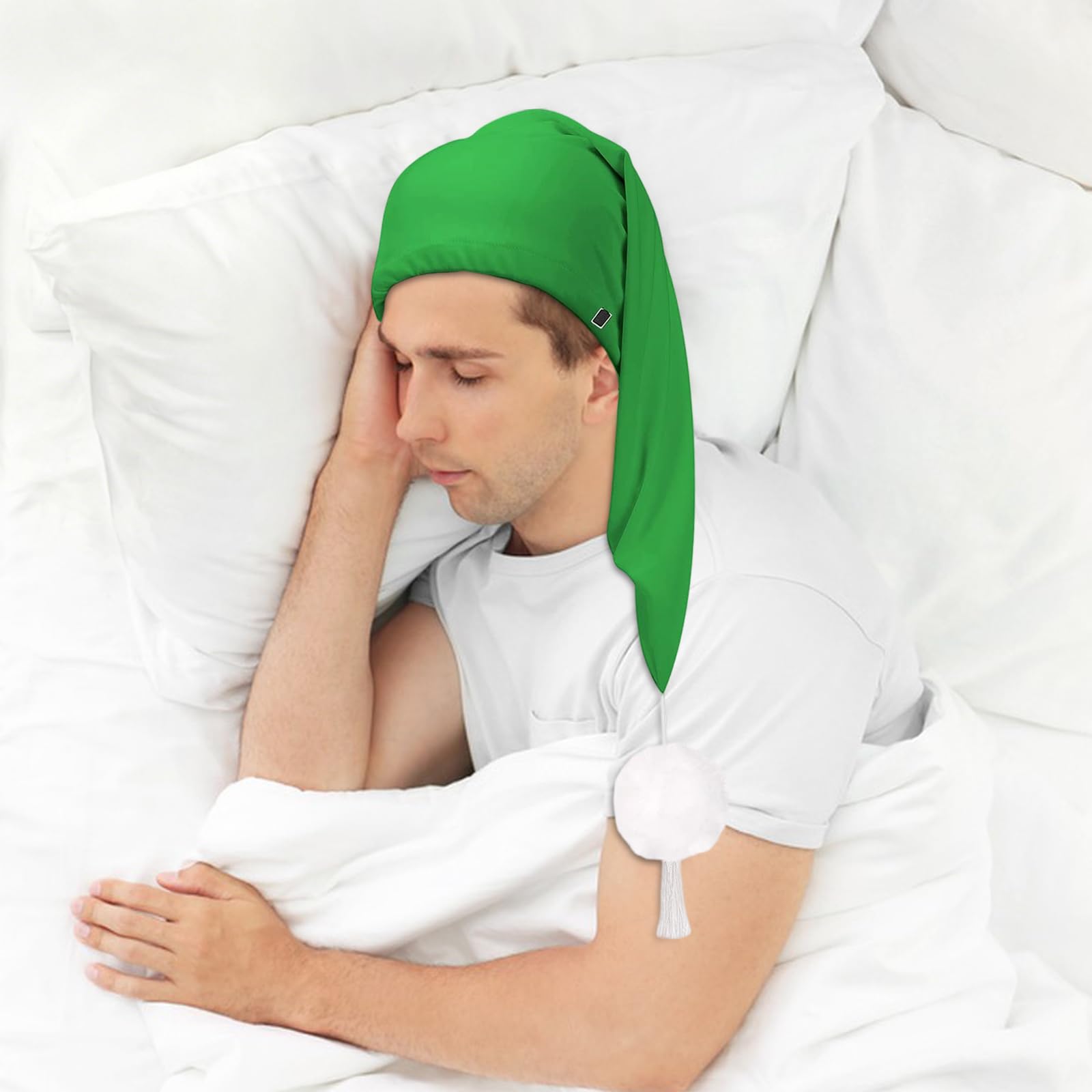 Gorro de Dormir Hombre Mujer con Pompón, Gorro de Enano para Fiestas Temáticas, Carnaval, Navidad