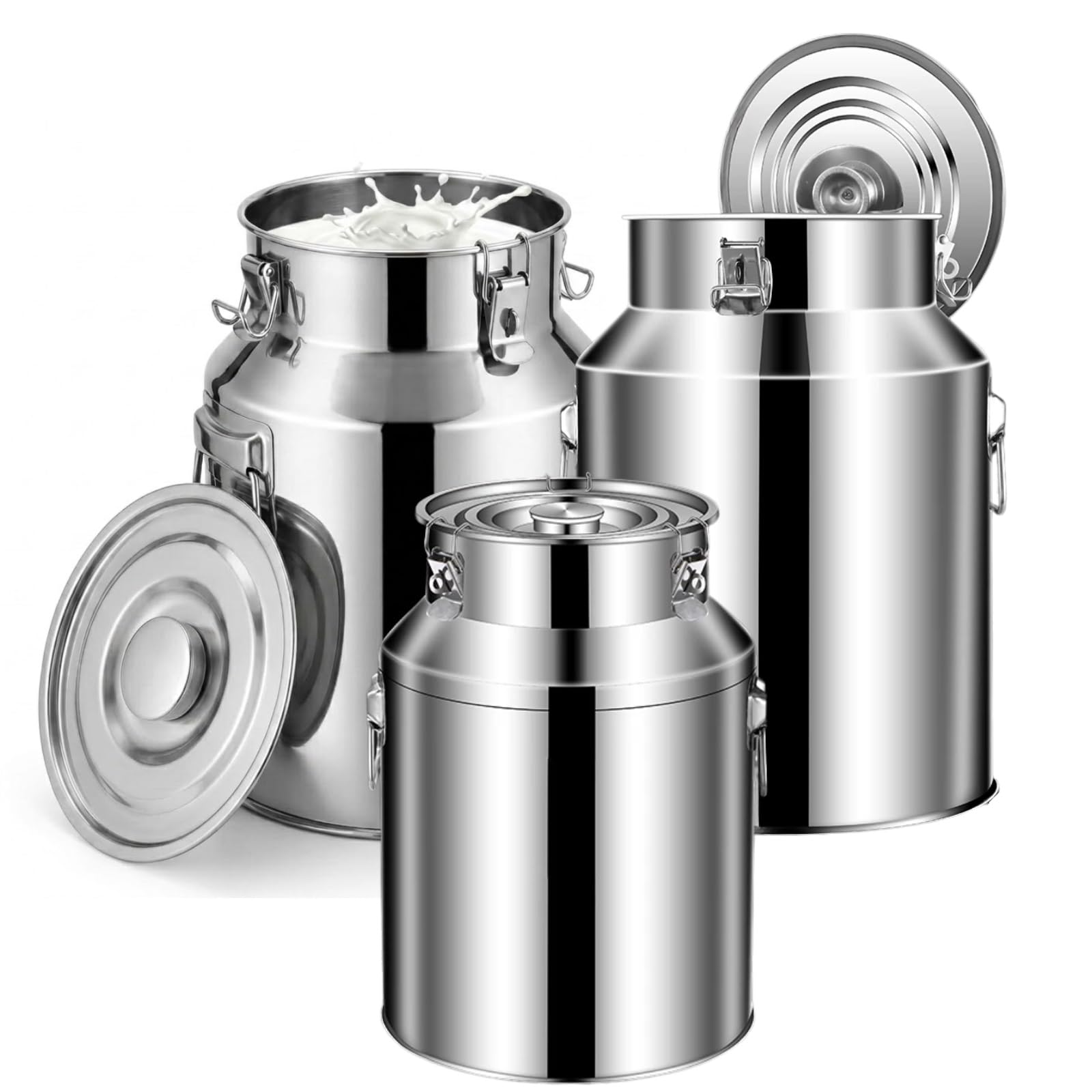 Jarra de Leche Acero Inoxidable, 5-88L Lechera sin Grifo con Tapa