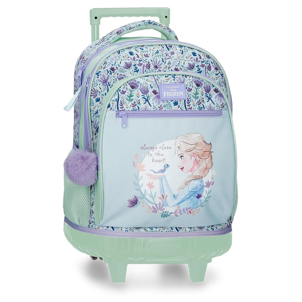 Disney Frozen Close to The Heart Kinderrucksack, Schulrucksack, aus Polyester, Seitentaschen, breite verstellbare Träger, Tragegriff Oben zum Aufhängen, Magic Fix-System.