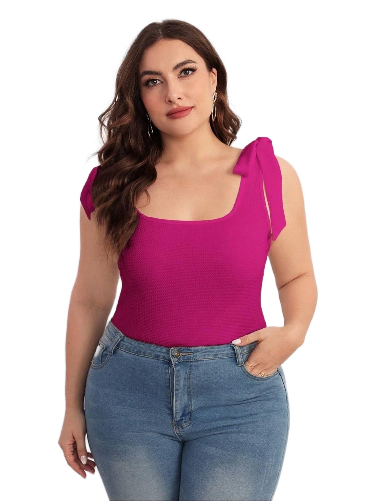 KOTTY Womens Solid Sleeveless Asymmetric Rosewood Maroon Pull On Square Neck Top(Pink,4XL)-CCTOP24_4XL