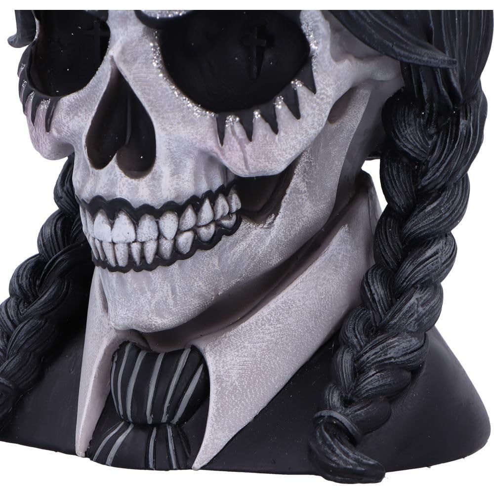 Nemesis Now Cráneo deslumbrante oscuro, esqueleto gótico, busto pintado a mano