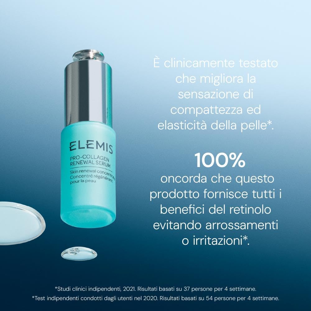 ELEMIS Pro-Collagen Renewal Serum, Siero Viso Anti-Età 15ml | Siero viso alternativo al retinolo con attivi marini e vegetali che riduce rughe e macchie, idrata e rassoda