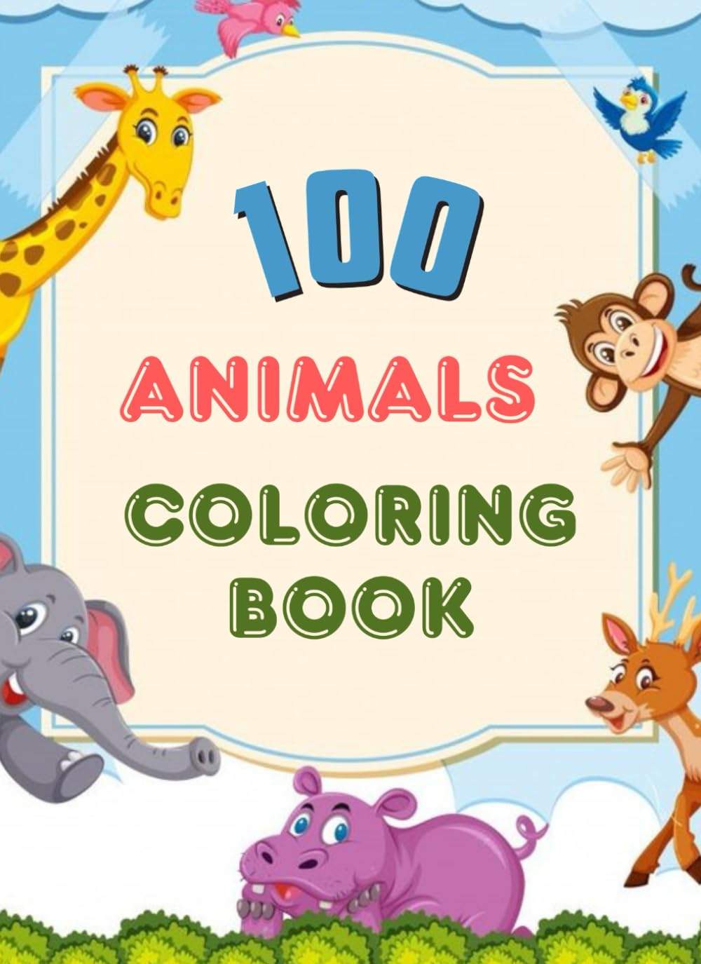 Livre de coloriage 100 animaux pour enfants de 2 à 8 ans cahier de dessin et peinture