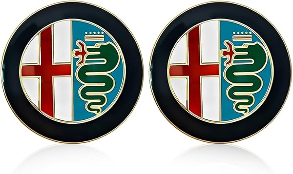 2 Pièces Qualité Étanche Capuchons Badge Logo,Compatible avec Alfa Romeo, Capots avant et Arrière 74 mm,Emblèmes Métalliques, Accessoires avec logo Automobile (Doré) - 1