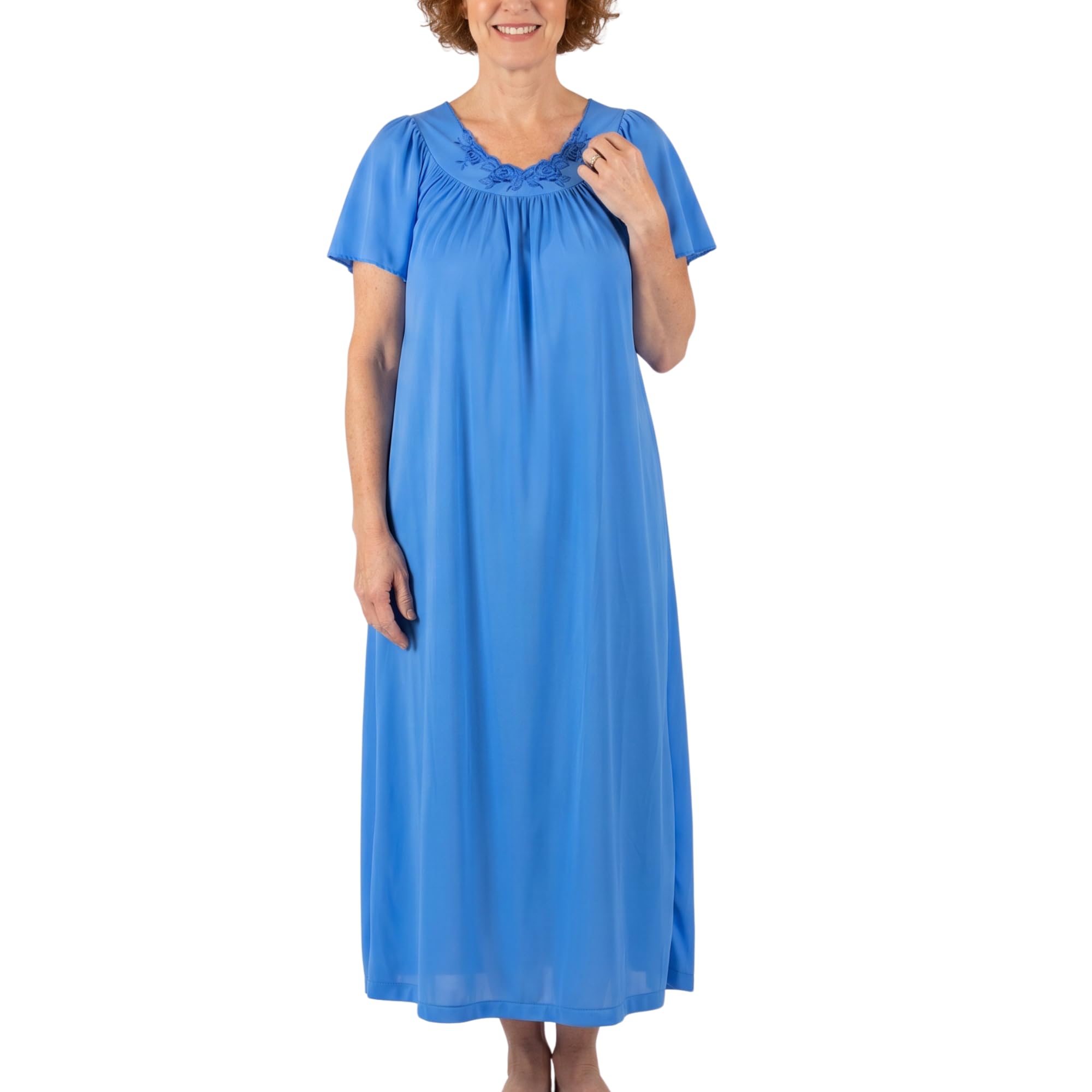 Shadowline Women's Petals 53 Inch Short Flutter Sleeve Long Gown
