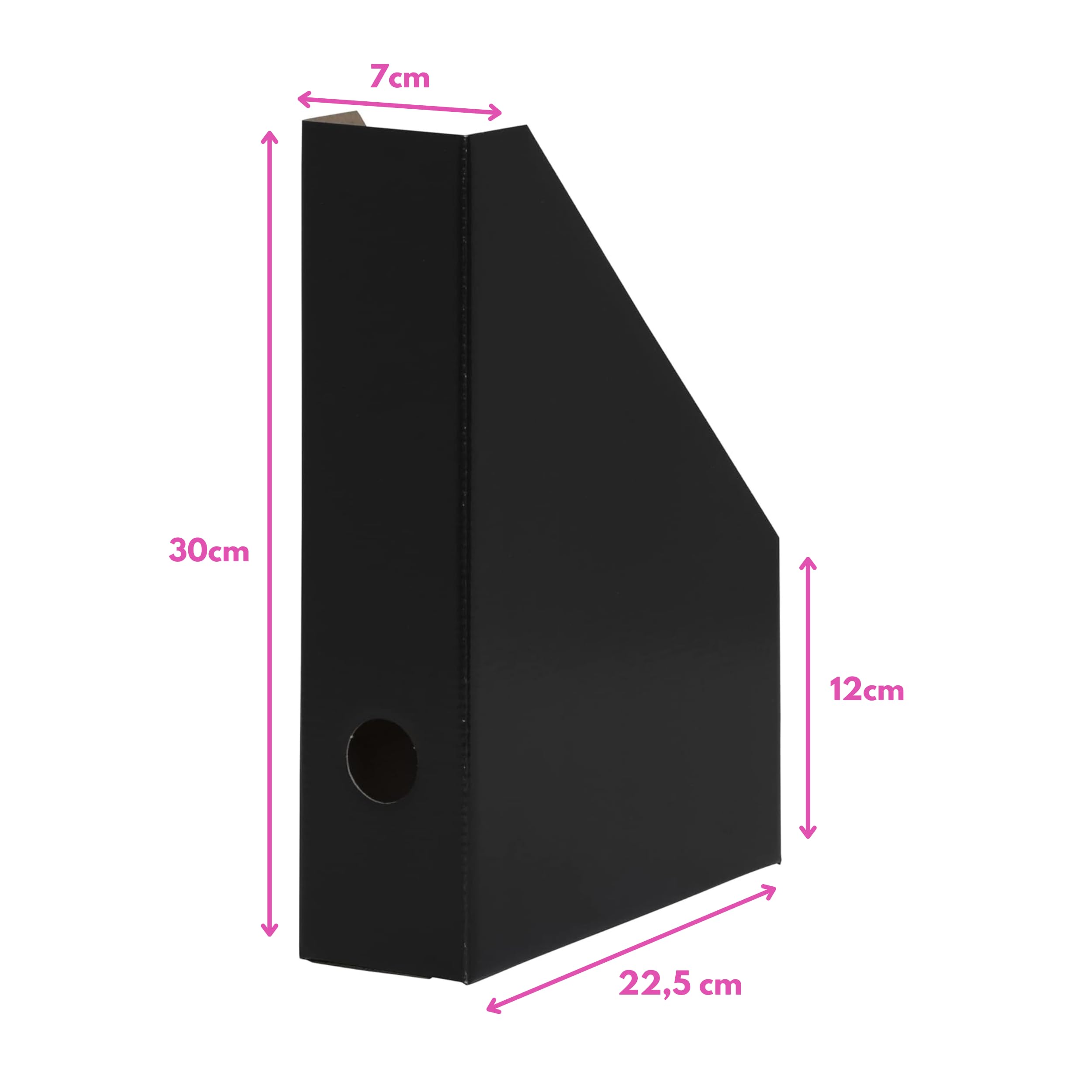 LANDRÉ Pojemnik stojący A4, ze stabilnego kartonu, szerokość 7 cm, czarny, 5 sztuk
