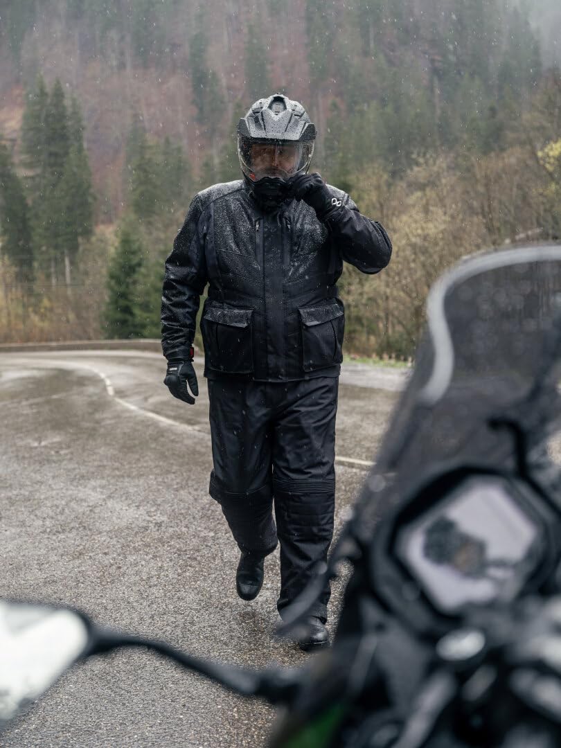 BERING Siberia King Size Veste textile de moto imperméable, noir/gris, W-5XL