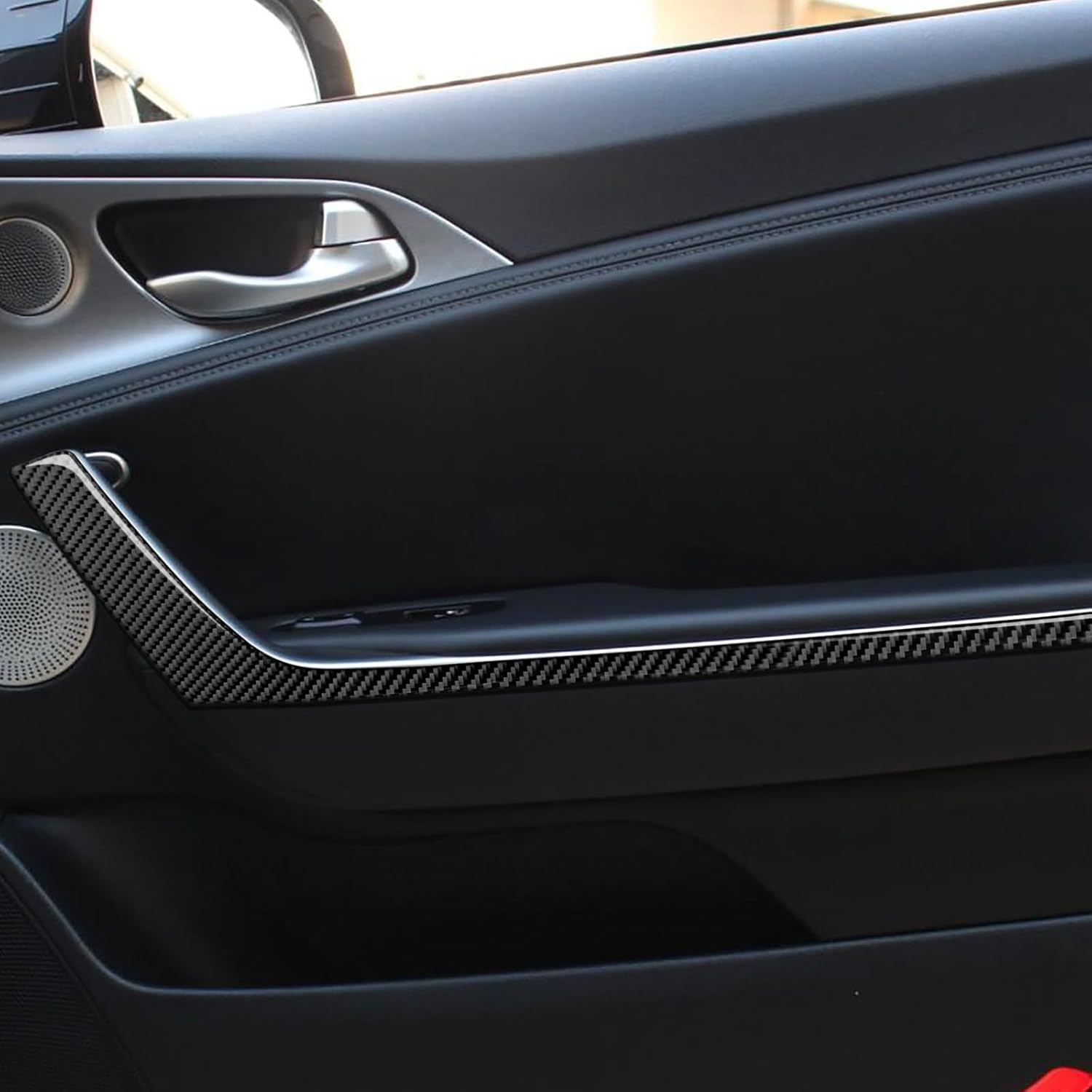 AIRSPEED Carbon Fiber for Kia Stinger 2019 2020 2021 2022 2023 Center Console Car Door Armrest Strip Cover Interior Trim Accessories, Black