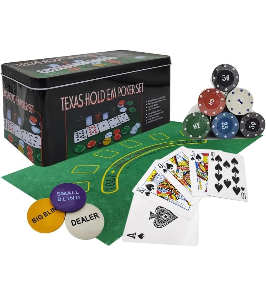 200 Fiches da Poker Numerate Soldi Euro Box da Gioco Texas Holdem con Confezione Porta Fiches Fair