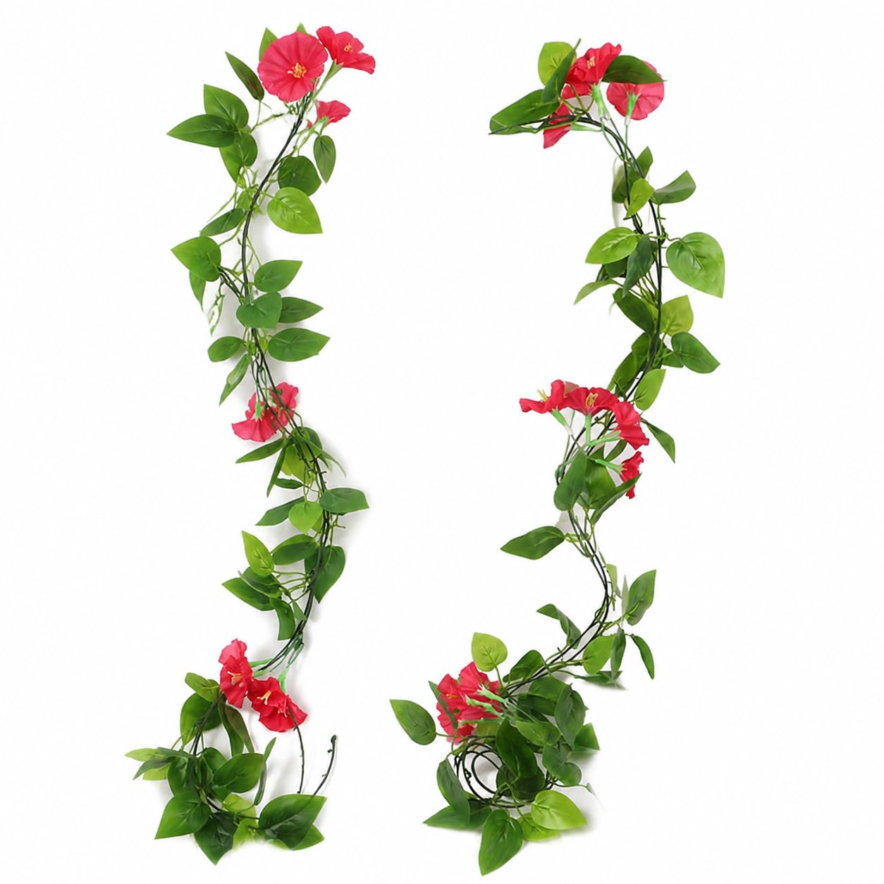 Artificial Flower Garland Morning Vine by JISADER – fabric, Rose Red, Pack of 2, Model 3000412193530020228213