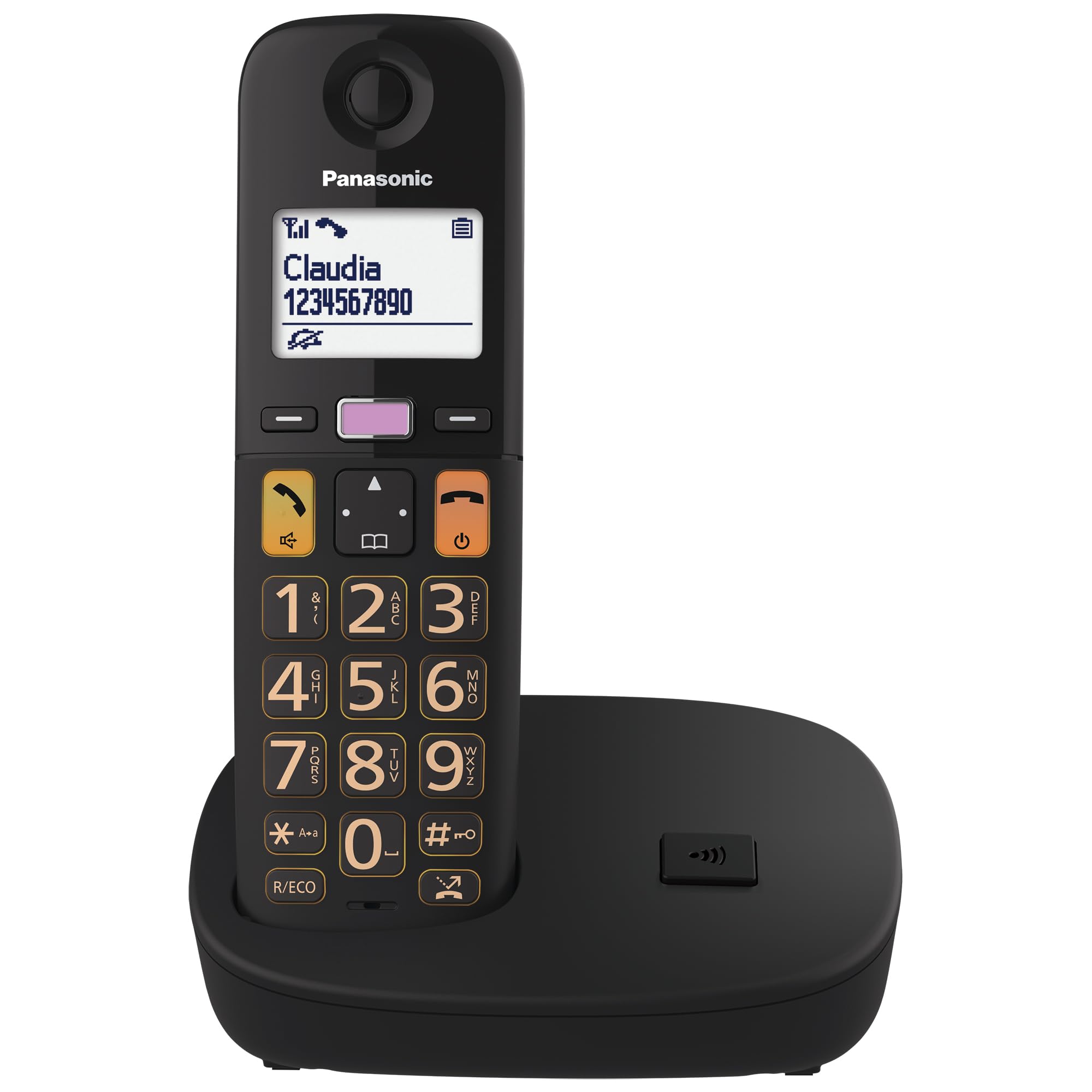 Panasonic KX-TGU112EXB Teléfono Inalámbrico Digital, Unidad Base y 2 Auriculares, Pantalla LCD, Botones Grandes, Llamada Favorita, Compatible con Audífonos, Negro — view 4