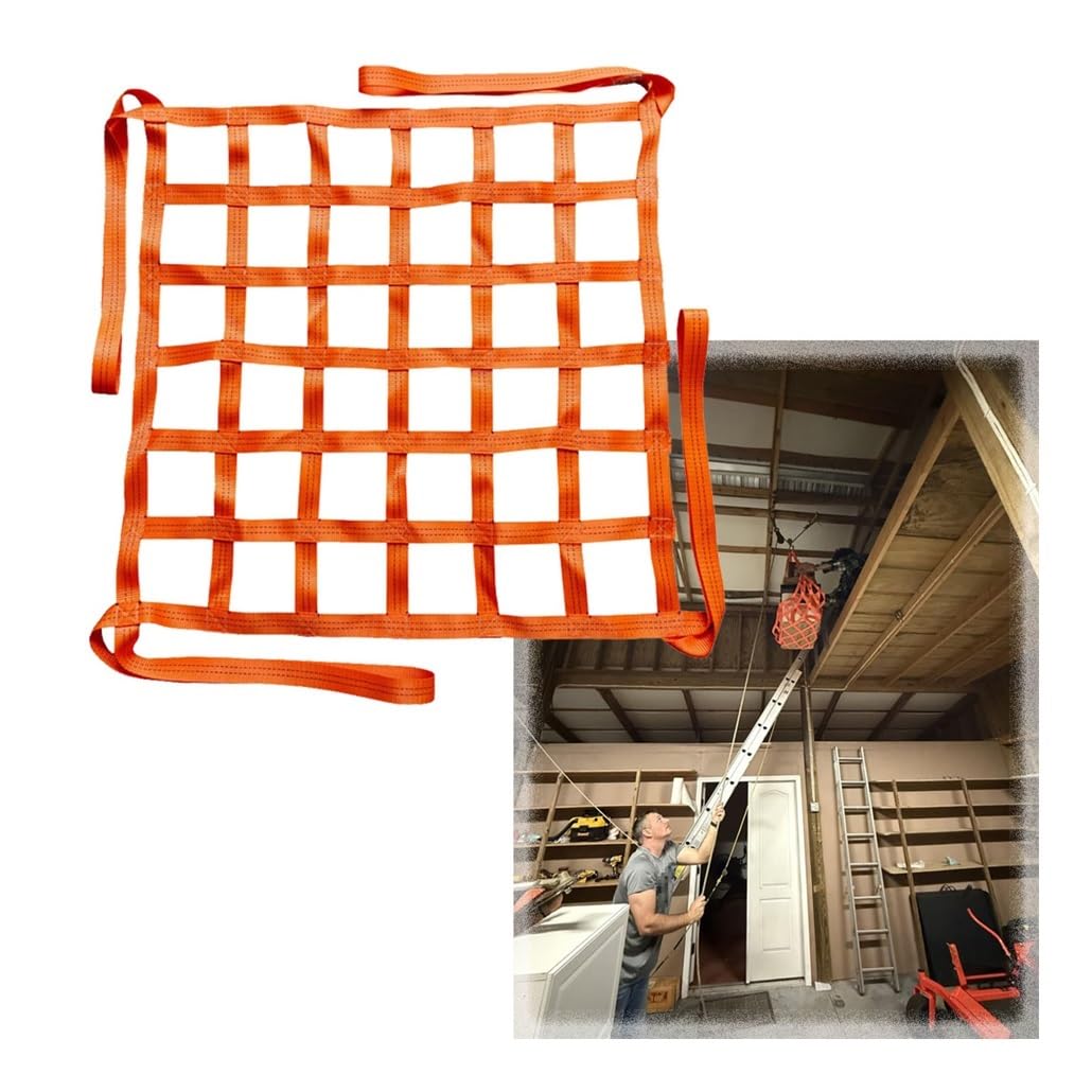 WQPMNYG Hoisting Lifting Nets,4M Square Cargo Safety Lifting Net - Heavy-Duty Flat Polyester Sling for Construction, Moving, Hoisting, Loading & Unloading (3.5m, 4409lbs, 15cm)