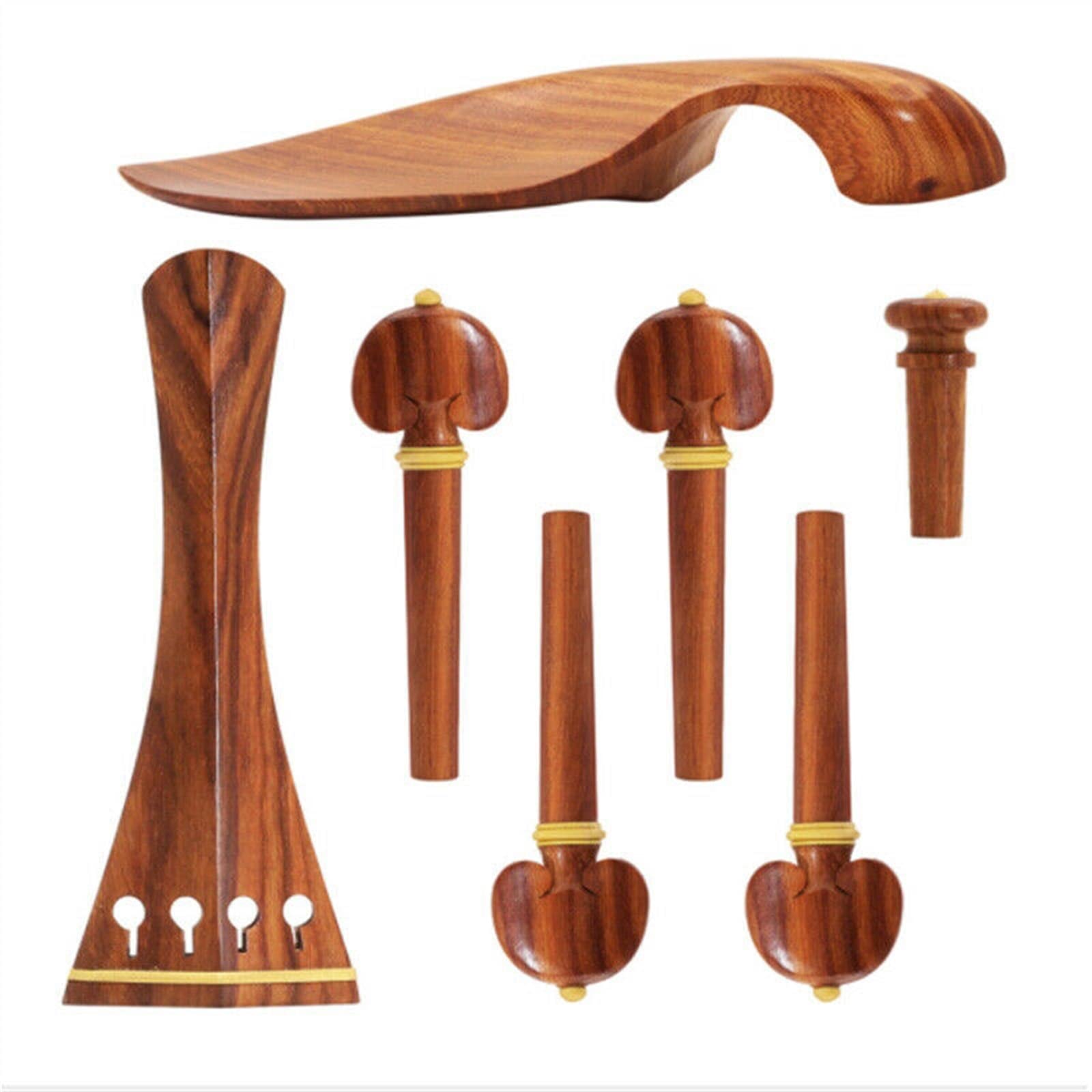 TSTS Streichinstrumente Teile Set Violin Kinnhalter Saitenhalter Stachelschraube Set Für 4/4 Violine Kit Full Size Violin Zubehör Palisander Hill Style Violin Pegs