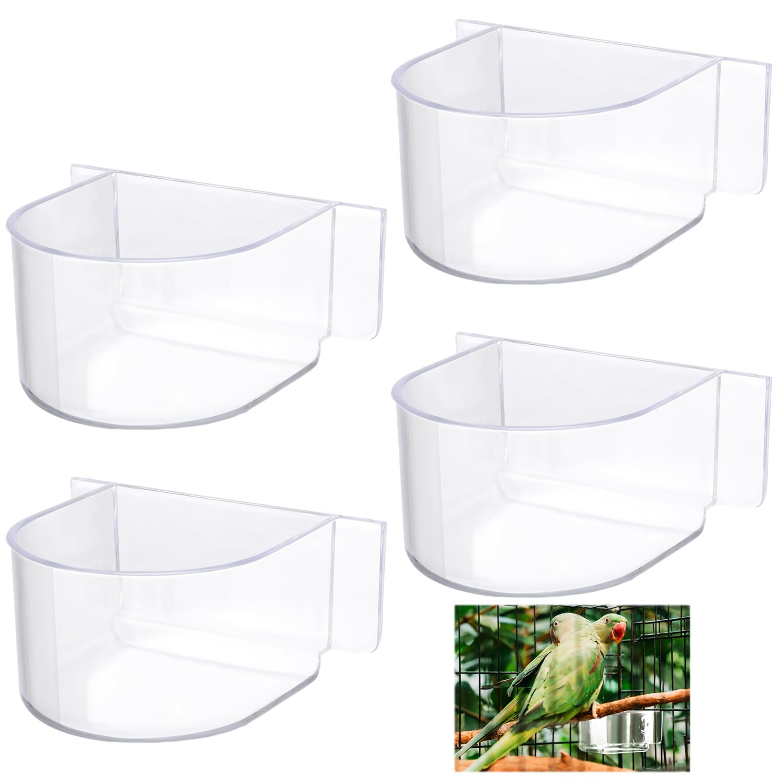 LemonRoad 4 Pcs Bird Cage Feeder Bird Food Water Bowls Dishes - feeding and watering supplies pet | Mubboo