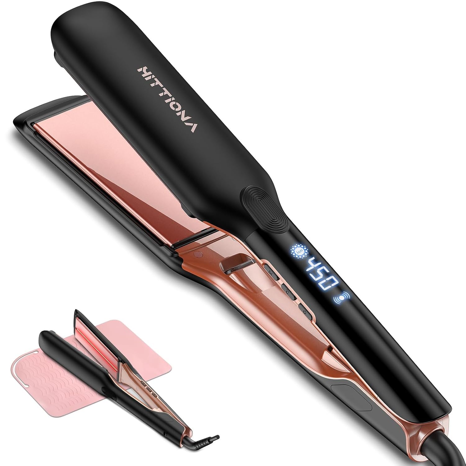 HITTIONA Flat Iron Hair Straightener - 1.75" Infrared Ceramic Flat Iron Anti-Frizz with Ionic & Vibration Technology, 5S Instant Heat, Dual Voltage Hair Straightener, for All Hair Types