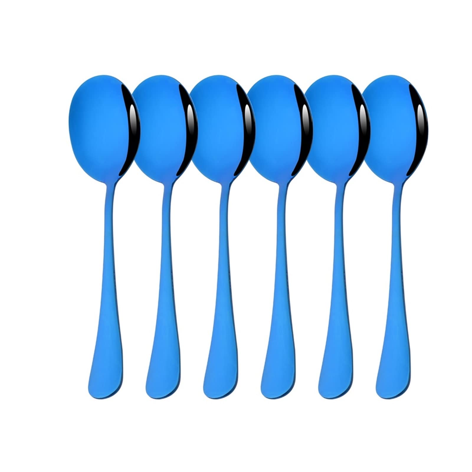 2/4/6-teiliges Geschirrset Küche Abendessen öffentlicher Löffel Restaurant Edelstahl Verteillöffel Buffet Servierlöffel Leisurely (Color : 6Pcs Blue)