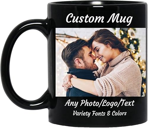 Miniatura 6 de Taza de café de cerámica personalizada de 15 onzas con foto, imagen y texto personalizados, regalos novedosos personalizados para el día de V,