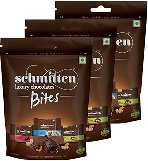Home Bites Assorted Dark and Milk Chocolates Minis - Pack of 3, 120g Pouch Each, Premium Selection