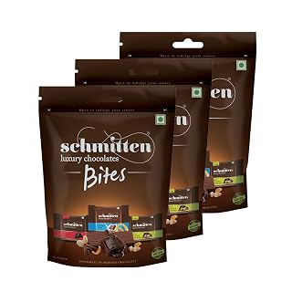 Schmitten Mini Chocolates Pack of 3 360g Assorted Chocolate Packet 36 Pieces 6 Flavours Dark & Milk Chocolate Bites Individually Wrapped Pouch
