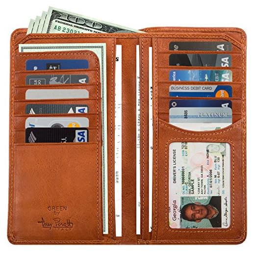 Mens Long Bifold Checkbook Cover Wallet Multi Card Pocket Holder Italian Leather