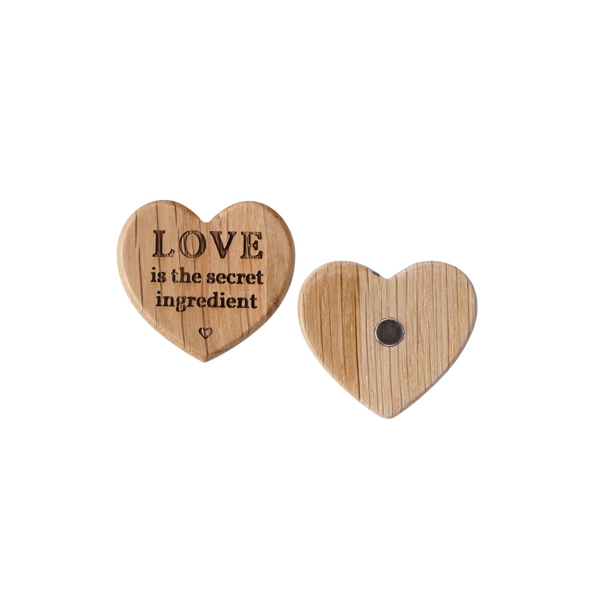 Cgb Giftware | Loft 'Love Is The Secret Ingredient' Oak Heart Magnet Fridge Magnet | Love | New Home | Fridge Magnet | Gb07965