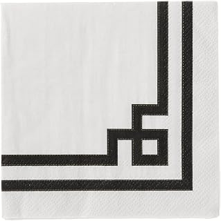 Caspari Entertaining with Cocktail Napkin, Rive Gauche Black and White, 20-Pack