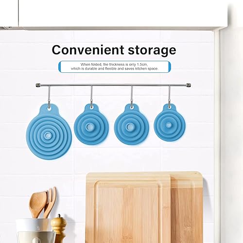 Miniatura 6 de Cilnizriy Juego de 4 embudos plegables de silicona, 3 tamaños diferentes, 1 para S, 2 para M, 1 para L, accesorios de cocina, embudo plegable para