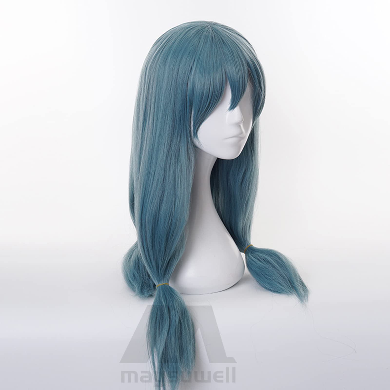 Lake Blue Three Ponytail Long Heat Resistant Synthetic Straight Hair Halloween Anime wig for Women Cosplay Rple Party Replacement Wigs - Image 2