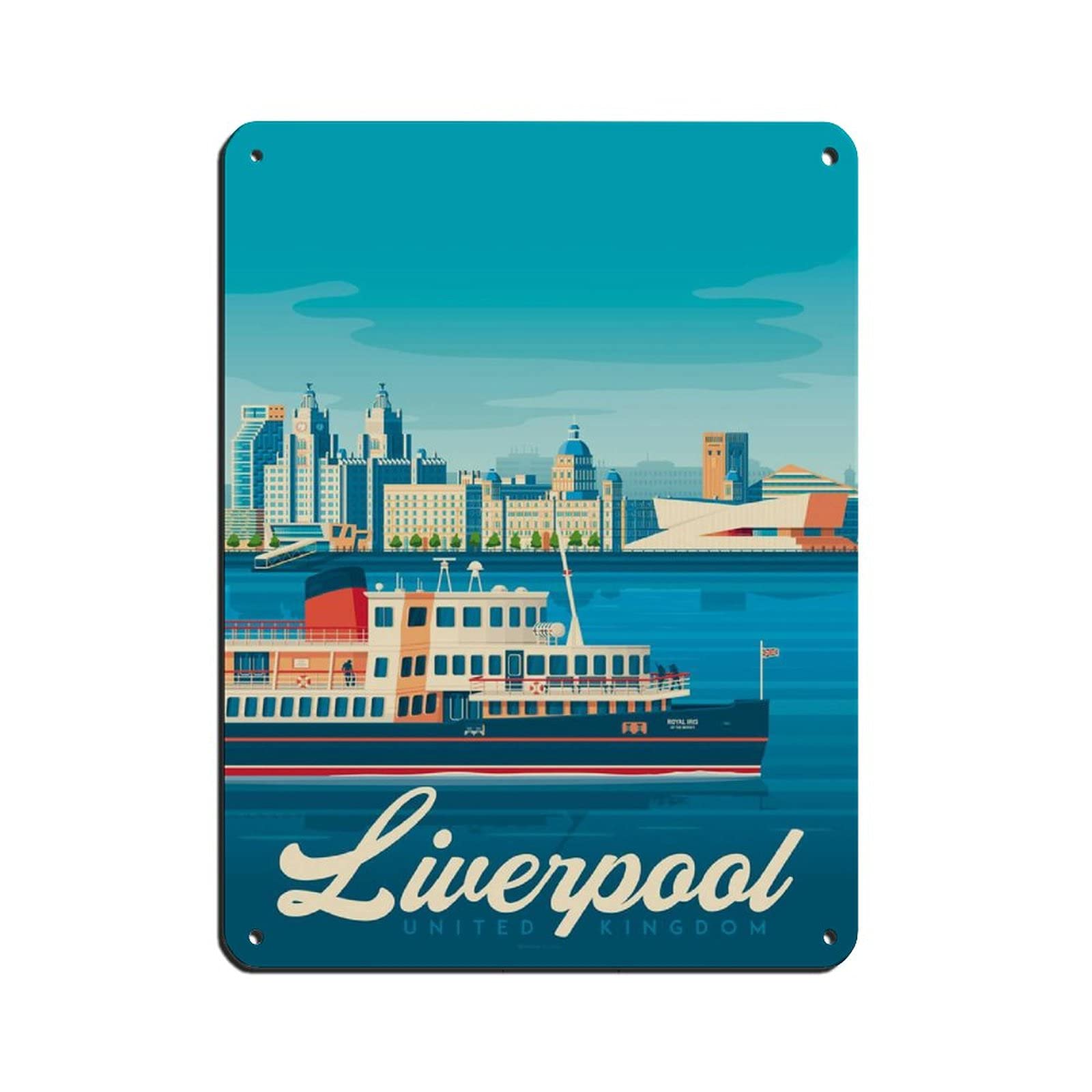 Liverpool Vintage Travel Poster Tin Sign Vintage Metal Pub Club Cafe Bar Home Wall Art Decoration Poster Retro 30x40cm