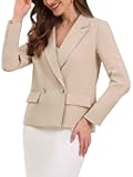 Blazers for Women's Business Casual Long Sleeve Double Breasted Pockets Suit Jacket Work Office Blazer