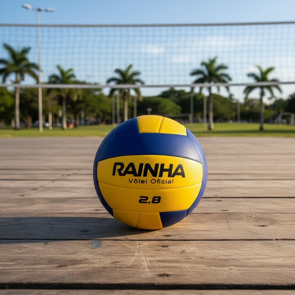 Bola de Vôlei Profissional Rainha 2.8 - Perfeita para Jogos em Areia e Quadra Para Treinos, Jogos e Lazer, Amarela + Bomba de Ar Bola de Vôlei Profissional Rainha 2.8 - Perfeita para Jogos em Areia e Quadra Para Treinos, Jogos e Lazer, Amarela + Bomba de Ar