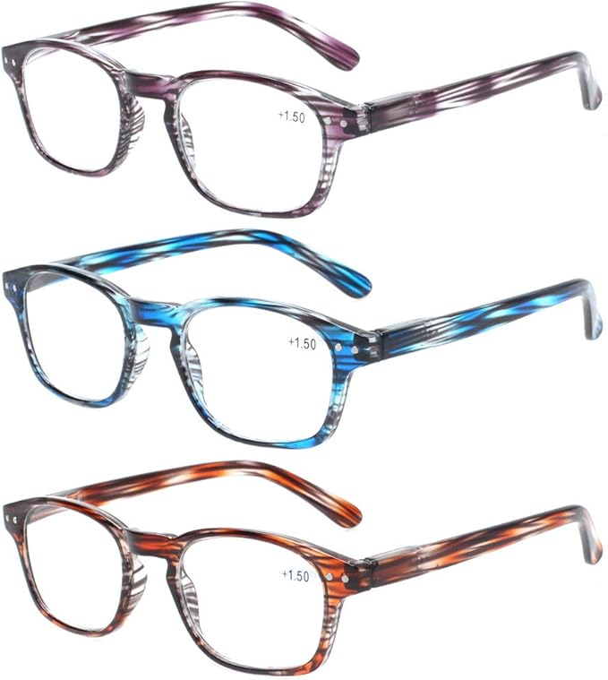 Norperwis Reading Glasses 3 Pack Men Women Spring Hinges Stylish