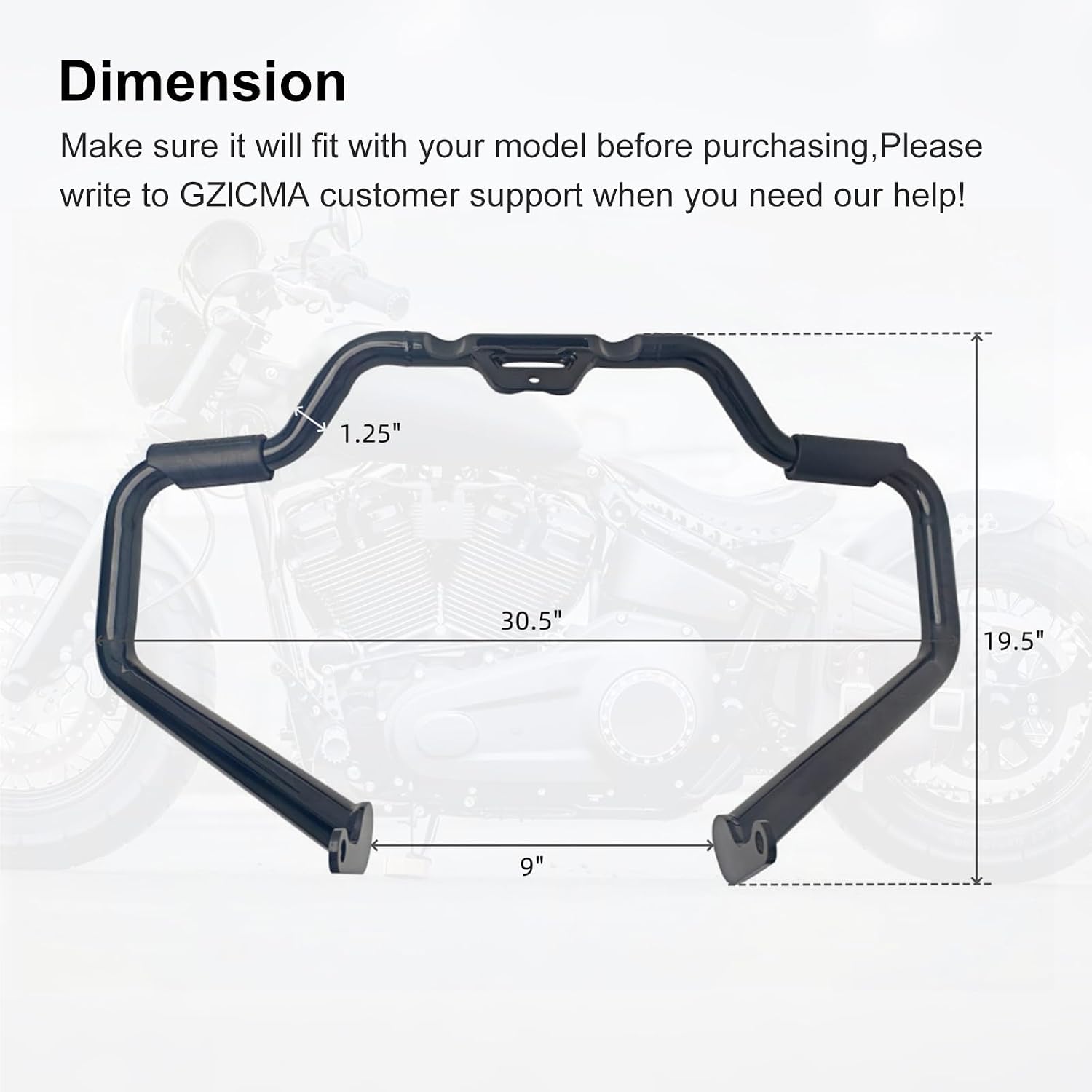 Mustache Engine Guard Front Highway Crash Bar for Harley 2018-2025 Softail Slim Fat Bob Fat Boy Breakout Street Bob Low Rider Heritage Deluxe Black Engine Protector
