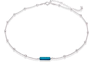 Annika Bella Turquoise Bead Choker Necklace for Women: 925 Sterling Silver 14 Inch Satellite Chain