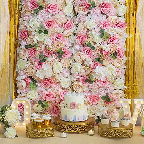 Nuptio Flower Wall Panel For Flower Wall Backdrop, 12 Pcs 24" X 16" White & Pink Faux Roses Artificial Flower Backdrop For Flower Wall Decor, Party Wedding Decor, Bridal Shower Decor Baby Shower Decor #TOP1