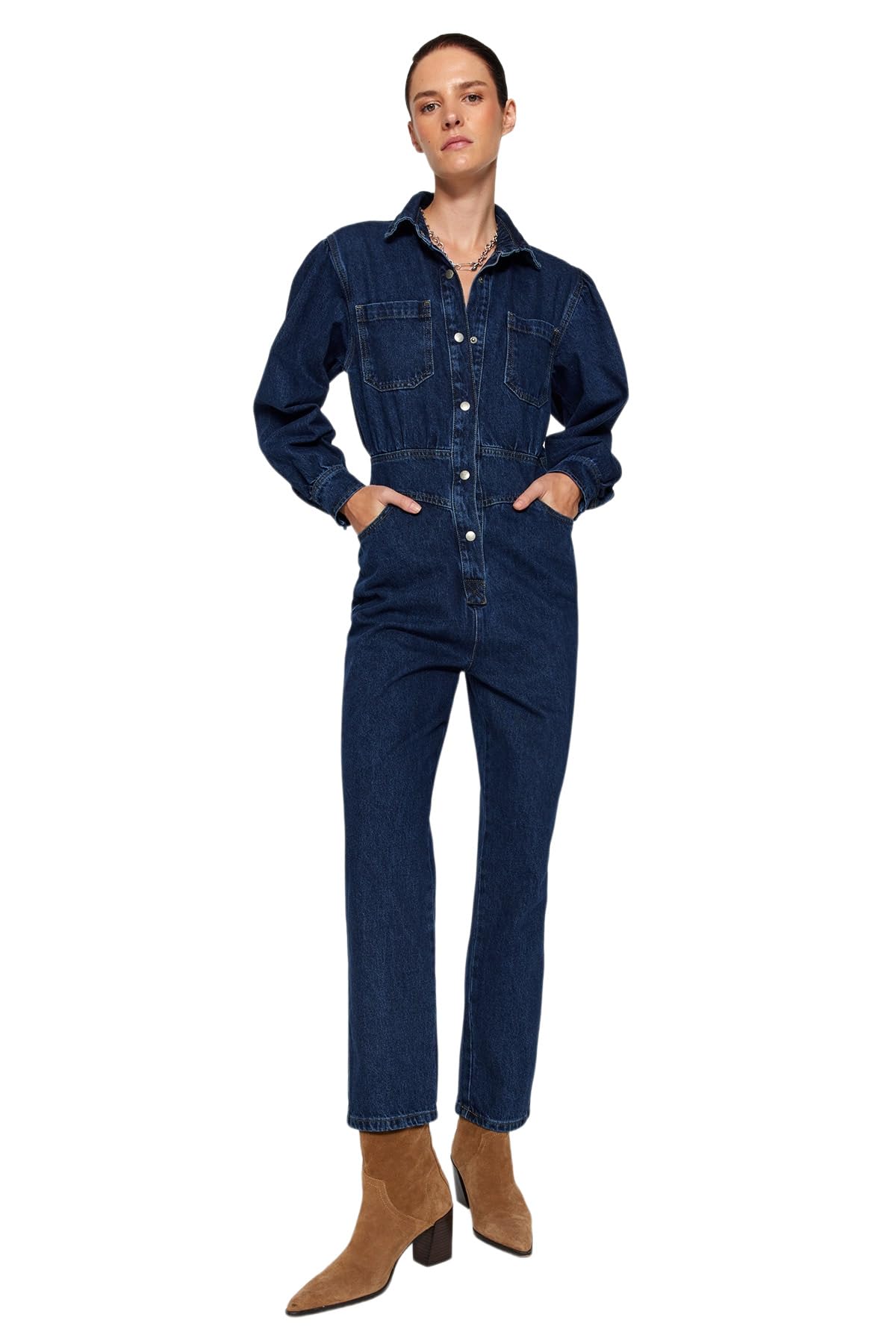 Trendyol Combinaison en Jean Uni pour Femme Salopette