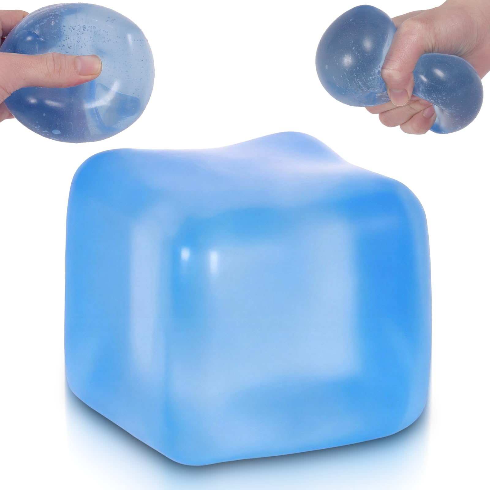 Jouet géant en Glace à Presser de 7 cm, Jouet sensoriel à Rebond Lent pour réduire Le Stress, Outil Anti-anxiété pour Adultes et Enfants, Cube à Presser pour soulager la Pression (Bleu)