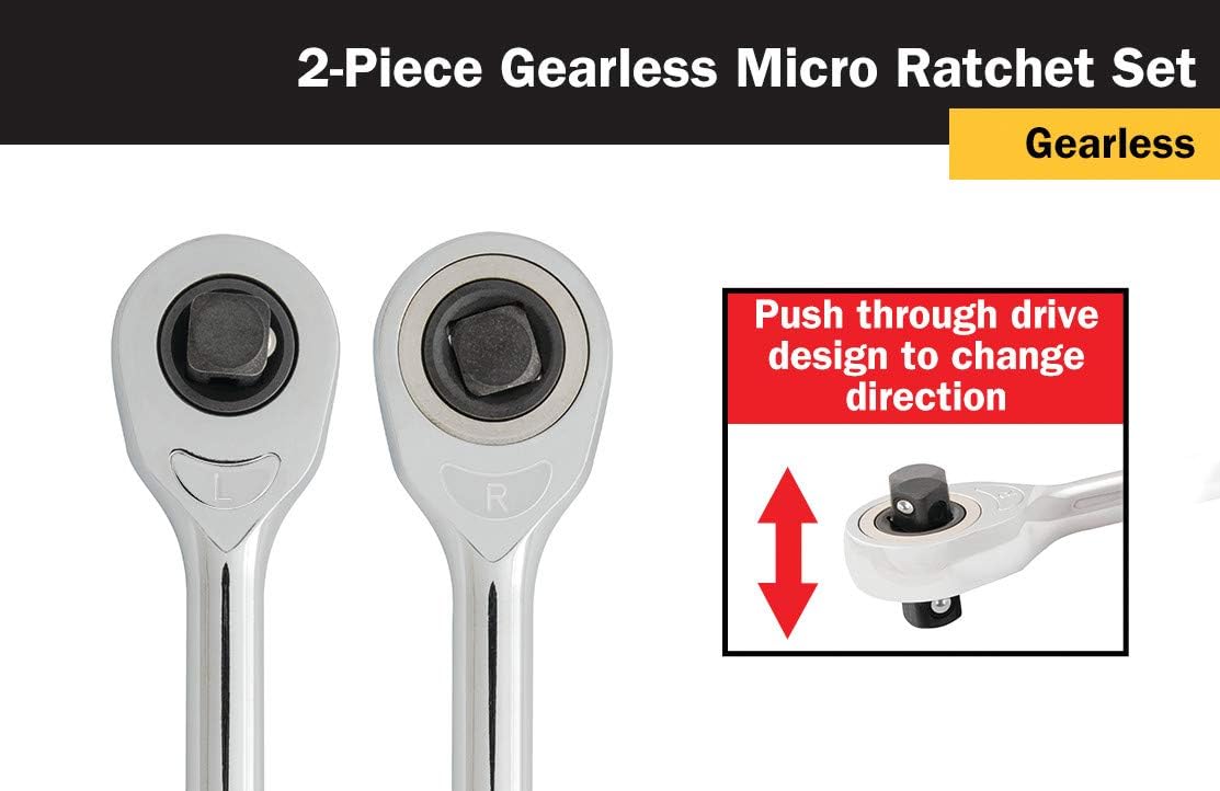 Titan 18202 2-Piece 1/4-Inch and 3/8-Inch Drive Gearless Micro Ratchet Set