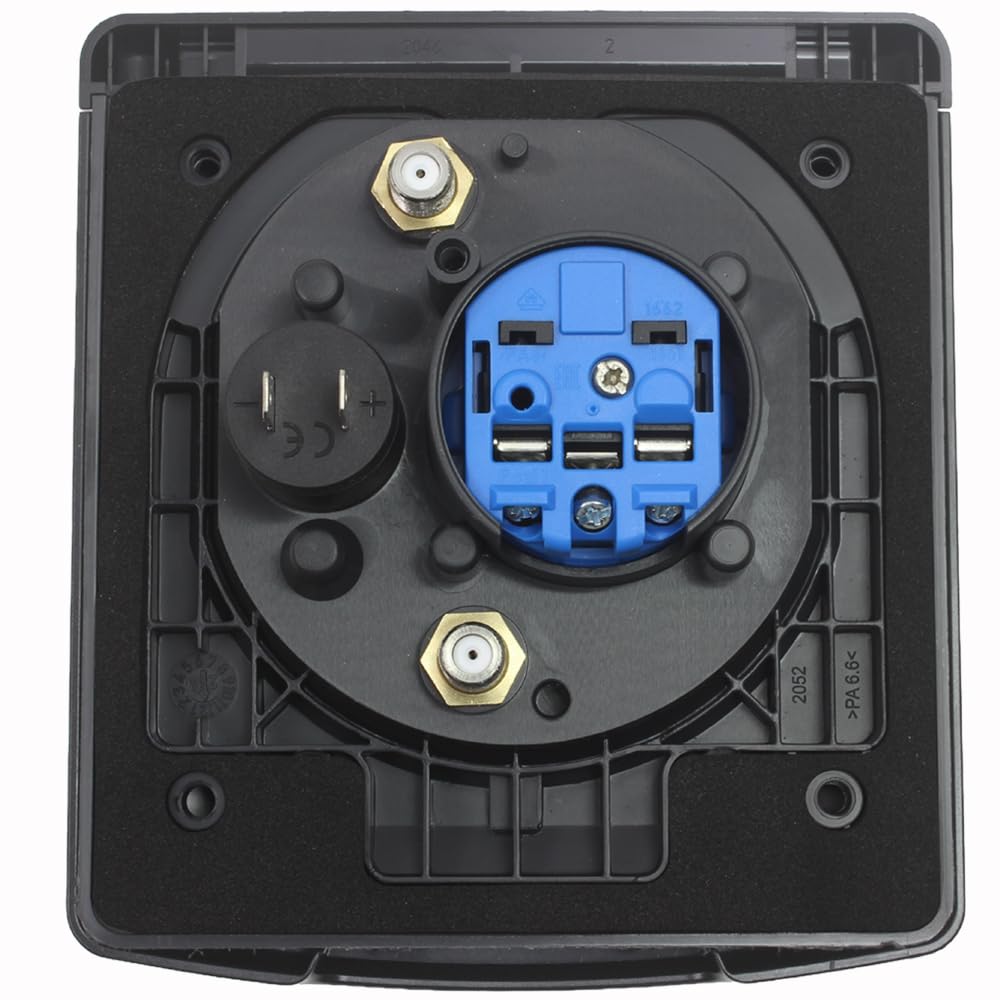 ABL Multifunktions Außensteckdose Vorzeltsteckdose Wohnmobil Wohnwagen 220V 230V Sat Antenne USB A + USB C anthrazit
