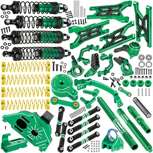 BRCatWPark RC Upgrades Part for 1/10 Granite/Senton 3S & Mega550,Shock,A-Arm,Caster Block,Steering Blocks,Stub Axle Carriers,Links,Gearbox,Center Driveshaft Axles,Support,25T Spline,Steering,Green
