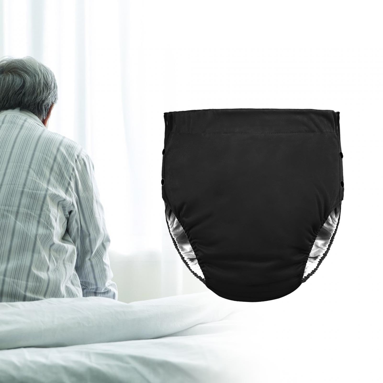 Amagogo Pannolini di stoffa per adulti, Copripannolini lavabili Lato con fibbia regolabile per Biancheria intima per incontinenza durevole per donne anziane, nero