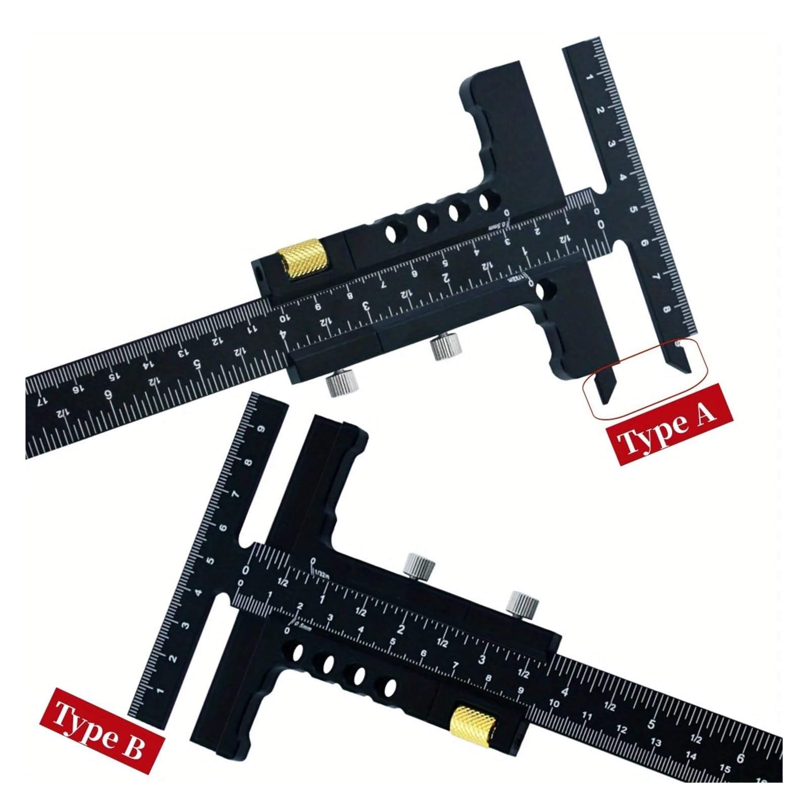 escuadra (herramienta de carpintero) Calibre de trazado for carpintería, calibre de marcado deslizante de aleación de aluminio, herramienta de regla de marco de marcado de medición de trazado cuadrado